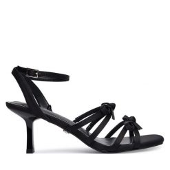 Sandały Buffalo. Czarne sandały damskie Buffalo, bez wzorów, bez obcasa, na szpilce, bez zapięcia. Za 349.99 zł.