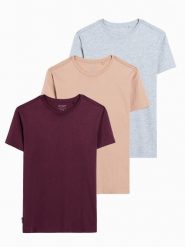 Zestaw koszulek bawełnianych BASIC 3-pak - mix V20 - Rozmiar: M. Czerwone t-shirty męskie Ombre Clothing, m, bez wzorów, z bawełny, klasyczne, bez kołnierzyka. Za 109.99 zł.