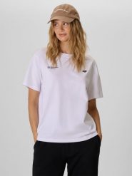 4F T-shirt loose z nadrukiem damski - biały S. Białe t-shirty damskie 4f, m, bez wzorów, z bawełny, klasyczne, bez kołnierzyka. Za 79.99 zł.