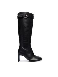 Patrizia Pepe Kozaki 8Y0137 L048 Czarny. Czarne kozaki damskie Patrizia Pepe, ze skóry, bez obcasa, na słupku. Za 2,239.00 zł.