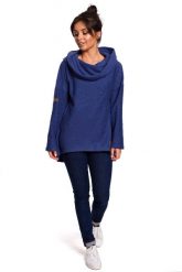 Indygo Asymetryczna Bluza Oversize z Kapturem. Czarne bluzki damskie MOE, l, bez wzorów, z bawełny, z kapturem. Za 253.90 zł.