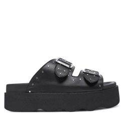 Klapki Scholl. Czarne klapki damskie Scholl, bez wzorów, bez obcasa. Za 369.99 zł.