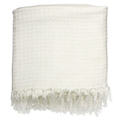 Koc/pled waffle biały 150x200cm. Białe kocyki dla dzieci Intesi, z bawełny. W wyprzedaży za 87.90 zł.