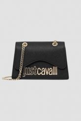 JUST CAVALLI Czarna mini torebka damska Metal Lettering Style 7. Czarne kopertówki damskie Just Cavalli, bez wzorów, ze skóry ekologicznej, eleganckie, bez dodatków. W wyprzedaży za 599.99 zł.
