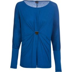 Shirt z długim rękawem i broszką bonprix błękit królewski. Bluzki damskie bonprix. Za 32.99 zł.
