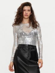 Noisy May Bluzka Lucia 27032152 Srebrny Slim Fit. Szare bluzki damskie Noisy may, s, bez wzorów, z syntetyku, bez kołnierzyka, bez ramiączek. Za 69.99 zł.
