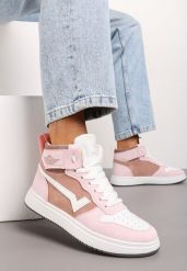 Różowo-Białe Sneakersy Zoiido. Czerwone obuwie sportowe damskie Born2be, z aplikacjami, z jeansu. Za 44.99 zł.