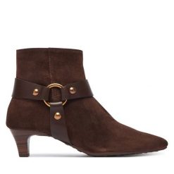 Botki Hispanitas. Brązowe botki damskie Hispanitas, bez obcasa, na słupku, bez zapięcia. Za 789.99 zł.