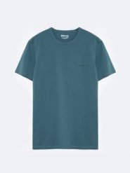 Koszulka męska z niewielkim nadrukiem na piersi zielona Irter 304. Zielone t-shirty męskie Big Star, l, bez wzorów, z dzianiny, klasyczne, bez kołnierzyka. Za 99.99 zł.