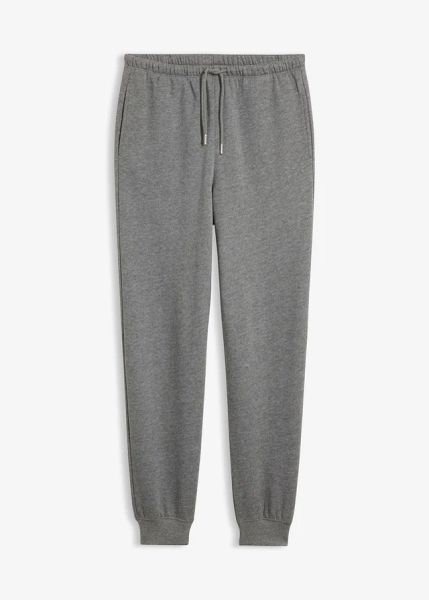Spodnie joggingowe. Szare spodnie materiałowe damskie bonprix, bez wzorów. Za 99.99 zł.