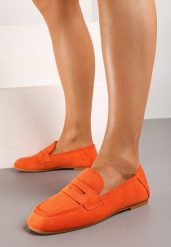 Pomarańczowe Klasyczne Płaskie Mokasyny Wsuwane z Ozdobnym Paskiem Ianestia. Brązowe mokasyny damskie Born2be, z jeansu, eleganckie. Za 44.99 zł.