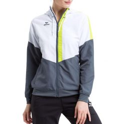 Damska kurtka z kapturem Erima Tracktop Squad. Białe bluzy sportowe damskie Erima, l, bez wzorów, z kapturem, do piłki ręcznej. W wyprzedaży za 142.00 zł.