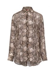 HUGO bluzka koszulowa - The Boyfriend Shirt Kobiety wiskoza brązowy, 38. Brązowe bluzki damskie Hugo, bez wzorów, z wiskozy, bez kołnierzyka, bez ramiączek. Za 479.95 zł.