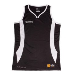 Damski jersey Spalding Jam. Czarne koszulki sportowe damskie Spalding, bez wzorów, z jersey, bez kołnierzyka, bez ramiączek, do koszykówki. Za 140.50 zł.
