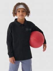 4F Longsleeve oversize chłopięcy - czarny 146 (10-11 lat). Czarne t-shirty dla chłopców 4f, bez wzorów, z bawełny, bez ramiączek. Za 69.99 zł.