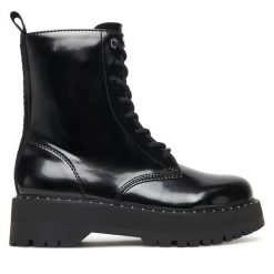 Trzewiki DKNY. Czarne botki damskie DKNY, bez obcasa, na płaskiej podeszwie, bez zapięcia. Za 749.99 zł.