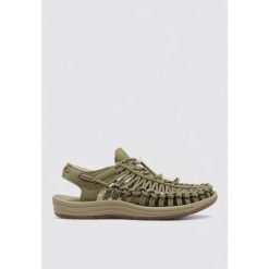 Sandały Keen z innowacyjnym zielonym designem. Zielone sandały damskie Keen, bez wzorów, z materiału, bez obcasa, bez zapięcia. Za 502.05 zł.