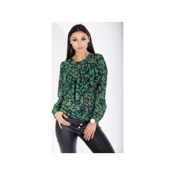 Bluzka we wzory z delikatnej tkaniny z żabotem na biuście. Zielone bluzki damskie Bird, bez wzorów, z tkaniny, bez kołnierzyka, bez ramiączek. Za 236.00 zł.