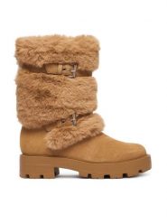 Guess Botki FLFYAF FUR10 Brązowy. Brązowe botki damskie Guess, ze skóry, bez obcasa, na płaskiej podeszwie, bez zapięcia. Za 764.99 zł.