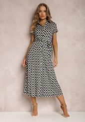 Czarna Sukienka Prixia. Czarne sukienki damskie Renee, l, bez wzorów, z materiału, eleganckie, bez kołnierzyka, bez ramiączek, midi, koszulowe. Za 139.99 zł.