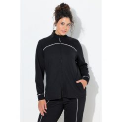 Damskie Bluza rozpinana wstawki prążkowane stójka długi rękaw. Czarne bluzy sportowe damskie Ulla Popken, plus size, bez wzorów, z bawełny, bez kaptura, na jogę i pilates. W wyprzedaży za 191.99 zł.