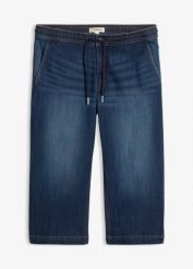Jeansy 3/4 ze stretchem, z gumką w talii, regular fit. Niebieskie jeansy męskie bonprix. Za 54.99 zł.
