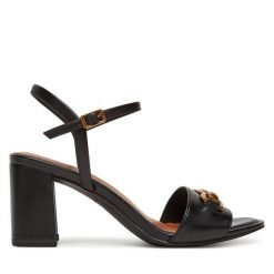 Sandały Tamaris. Czarne sandały damskie Tamaris, bez wzorów, bez obcasa, na słupku, bez zapięcia. Za 259.99 zł.
