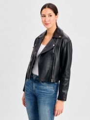 HUGO kurtka skórzana - Laridas Kobiety skóra czarny, XL. Czarne kurtki damskie Hugo, xl, bez wzorów, ze skóry, bez kaptura. Za 1,499.95 zł.