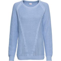 Sweter bawełniany, długi rękaw bonprix perłowy niebieski. Swetry damskie marki bonprix. Za 59.99 zł.