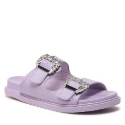 Klapki DeeZee. Fioletowe klapki damskie DeeZee, bez wzorów, bez obcasa. Za 69.99 zł.