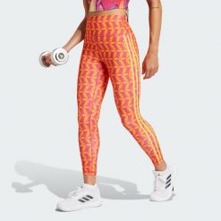 Legginsy adidas x FARM Rio 7/8. Brązowe legginsy damskie Adidas, bez wzorów, z materiału, na fitness i siłownię. W wyprzedaży za 187.40 zł.