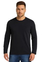 Męski Longsleeve Mustang Style Arlington Jet Black 1016874 4188. Czarne bluzki z długim rękawem męskie Mustang, l, bez wzorów, bez kołnierzyka. Za 119.99 zł.