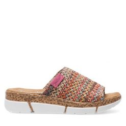 Klapki Rieker. Klapki damskie Rieker, bez wzorów, bez obcasa. Za 279.99 zł.