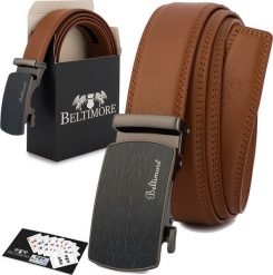 Beltimore Pasek męski skórzany klamra automatyczna brązowy Beltimore A45. Brązowe paski damskie Beltimore, bez wzorów. Za 64.99 zł.