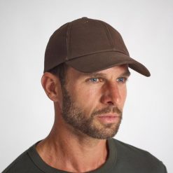 Czapka z daszkiem outdoor Steppe 100. Brązowe czapki i kapelusze męskie SOLOGNAC, bez wzorów, z bawełny, sportowe. Za 29.99 zł.