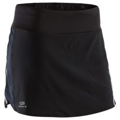 Spódniczka do biegania RUN DRY+ 2 w 1. Czarne spódnice damskie KALENJI, xs, bez wzorów, z elastanu, sportowe, mini, sportowe. Za 69.99 zł.