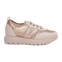 Buty Sportowe Damskie Na Platformie Vinceza 58510 Złote złoty. Żółte obuwie sportowe damskie bez wzorów, ze skóry. Za 239.75 zł.