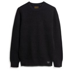 Sweter z teksturowanej dzianiny z okrągłym dekoltem Superdry. Czarne swetry przez głowę męskie Superdry., na zimę, m, bez wzorów, z dzianiny, bez kołnierzyka. Za 385.55 zł.