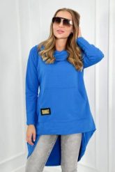 Bluza z długim tyłem i kapturem chabrowy. Niebieskie bluzy damskie KESI, l, bez wzorów, z bawełny. Za 229.98 zł.