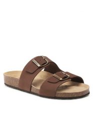 Geox Klapki D Brionia D35LSL00032C6009 Brązowy. Brązowe klapki damskie Geox, bez wzorów, z nubiku, bez obcasa. Za 259.99 zł.