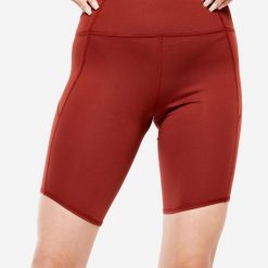 SPODENKI DO JOGI DYNAMICZNEJ KOLARKI DAMSKIE KIMJALY. Brązowe szorty sportowe damskie KIMJALY, xs, bez wzorów, z elastanu, na fitness i siłownię. Za 59.99 zł.