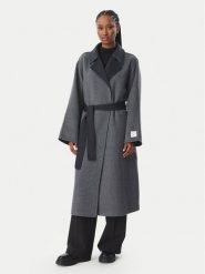 Calvin Klein Płaszcz wełniany Long LV044H538G Szary Regular Fit. Szare płaszcze damskie Calvin Klein, na zimę, s, bez wzorów, z syntetyku, bez kaptura. Za 1,699.00 zł.