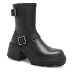 Botki Badura. Czarne botki damskie Badura, bez obcasa, na słupku, bez zapięcia. Za 359.99 zł.