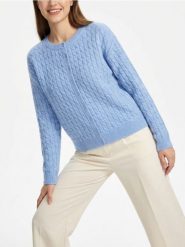 Kardigan z dekoracyjnym splotem - niebieski. Niebieskie kardigany damskie Sinsay, l, bez wzorów, ze splotem. Za 49.99 zł.