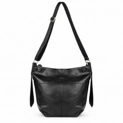 Skórzana torba shopper hobo Solier FL46 SELINE czarna. Czarne torebki shopper damskie bez wzorów, ze skóry, klasyczne, bez dodatków. Za 326.99 zł.
