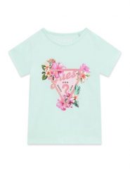Guess T-Shirt K6GI02 K6YW4 Zielony Regular Fit. Zielone t-shirty i topy dla dziewczynek Guess, z aplikacjami, z bawełny, bez ramiączek. Za 84.99 zł.
