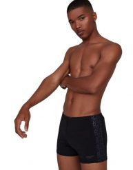 Bokserki kąpielowe męskie Speedo Boomstar Splice Aquashort. Czarne kąpielówki męskie Speedo, l, bez wzorów, z materiału, krótkie, do pływania. Za 79.99 zł.