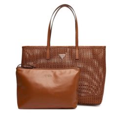 Torebka Guess. Brązowe torebki do ręki damskie Guess, z aplikacjami, bez dodatków. Za 579.99 zł.