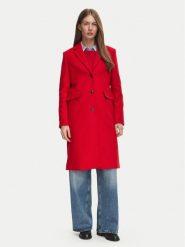 Tommy Hilfiger Płaszcz wełniany Classic WW0WW51106 Czerwony Regular Fit. Czerwone płaszcze damskie Tommy Hilfiger, na zimę, bez wzorów, z wełny, bez kaptura. Za 1,499.00 zł.