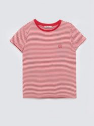 Koszulka damska w paski z haftem czerwona Zenaisa 603. Czerwone t-shirty damskie Big Star, l, bez wzorów, z dzianiny, eleganckie, bez kołnierzyka. Za 99.99 zł.